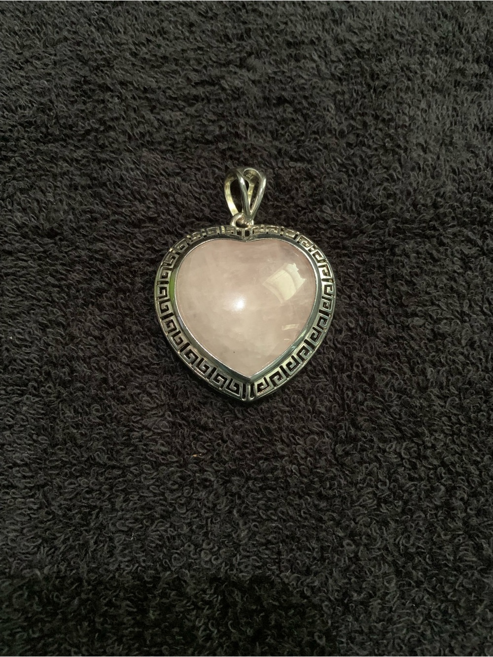Sterling Sliver Heart-Shaped Rose Quartz Pendant - Picture 2 of 6